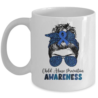 Child Abuse Prevention Awareness Messy Hair Bun Mug | siriusteestore