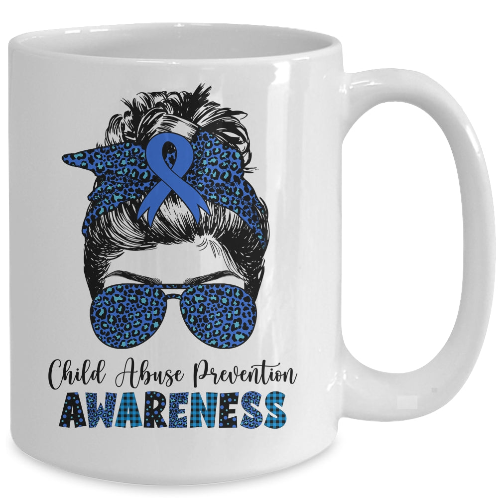 Child Abuse Prevention Awareness Messy Hair Bun Mug | siriusteestore
