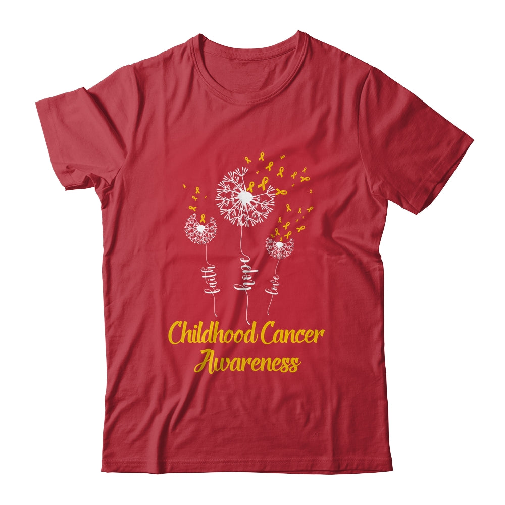 Childhood Cancer Awareness Faith Hope Love Dandelion Shirt & Hoodie | siriusteestore