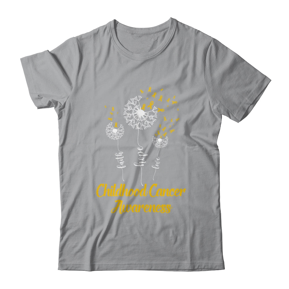 Childhood Cancer Awareness Faith Hope Love Dandelion Shirt & Hoodie | siriusteestore