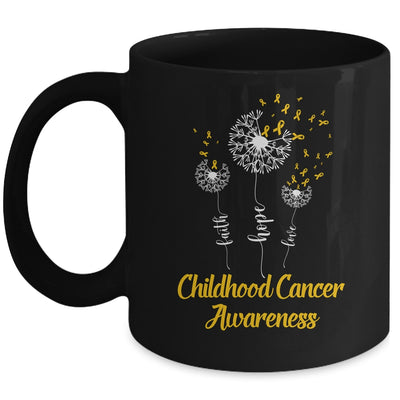 Childhood Cancer Awareness Faith Hope Love Dandelion Mug | siriusteestore