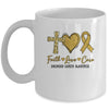 Childhood Cancer Awareness Faith Love Cure Gold Ribbon Mug | siriusteestore