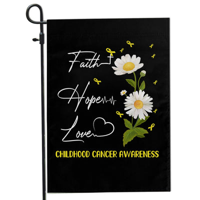 Childhood Cancer Awareness Flag Faith Hope Love Gold Ribbon Awareness Daisy | siriusteestore