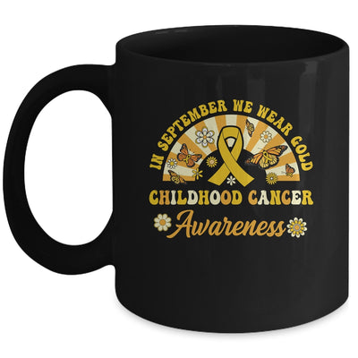 Childhood Cancer Awareness In September We Wear Gold Groovy Mug | siriusteestore
