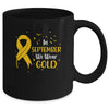 Childhood Cancer Awareness In September We Wear Gold Ribbon Mug | siriusteestore