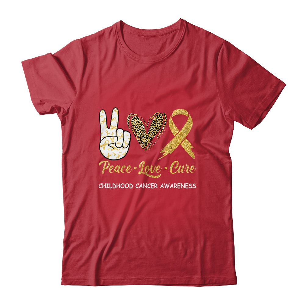 Childhood Cancer Awareness Peace Love Cure Leopard Shirt & Hoodie | siriusteestore