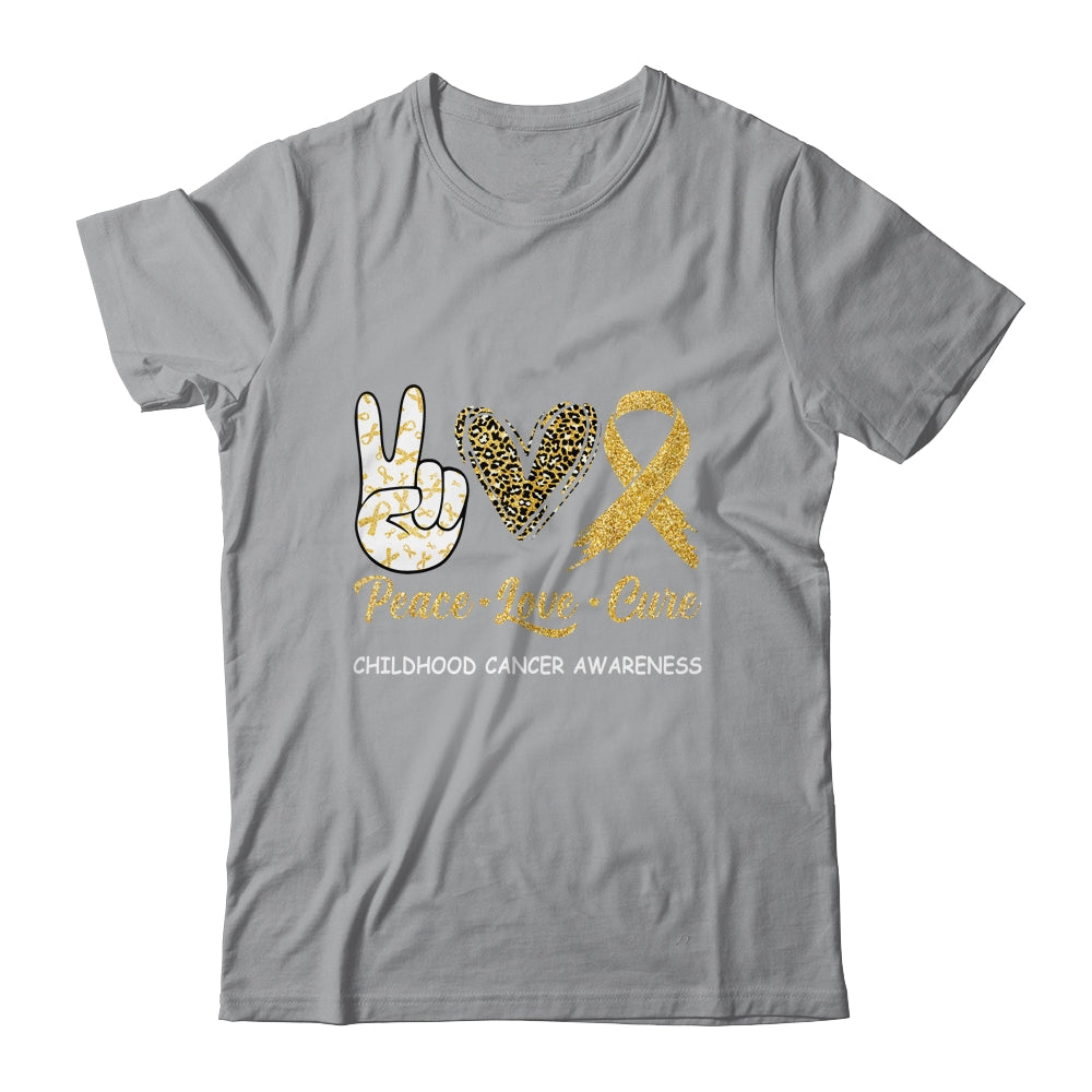 Childhood Cancer Awareness Peace Love Cure Leopard Shirt & Hoodie | siriusteestore