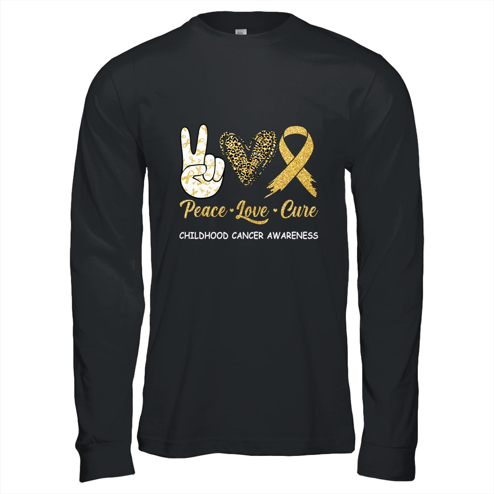 Childhood Cancer Awareness Peace Love Cure Leopard Shirt & Hoodie | siriusteestore