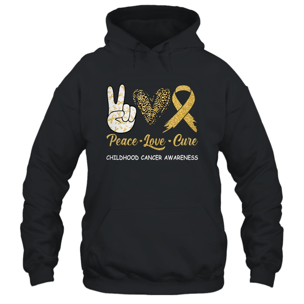 Childhood Cancer Awareness Peace Love Cure Leopard Shirt & Hoodie | siriusteestore