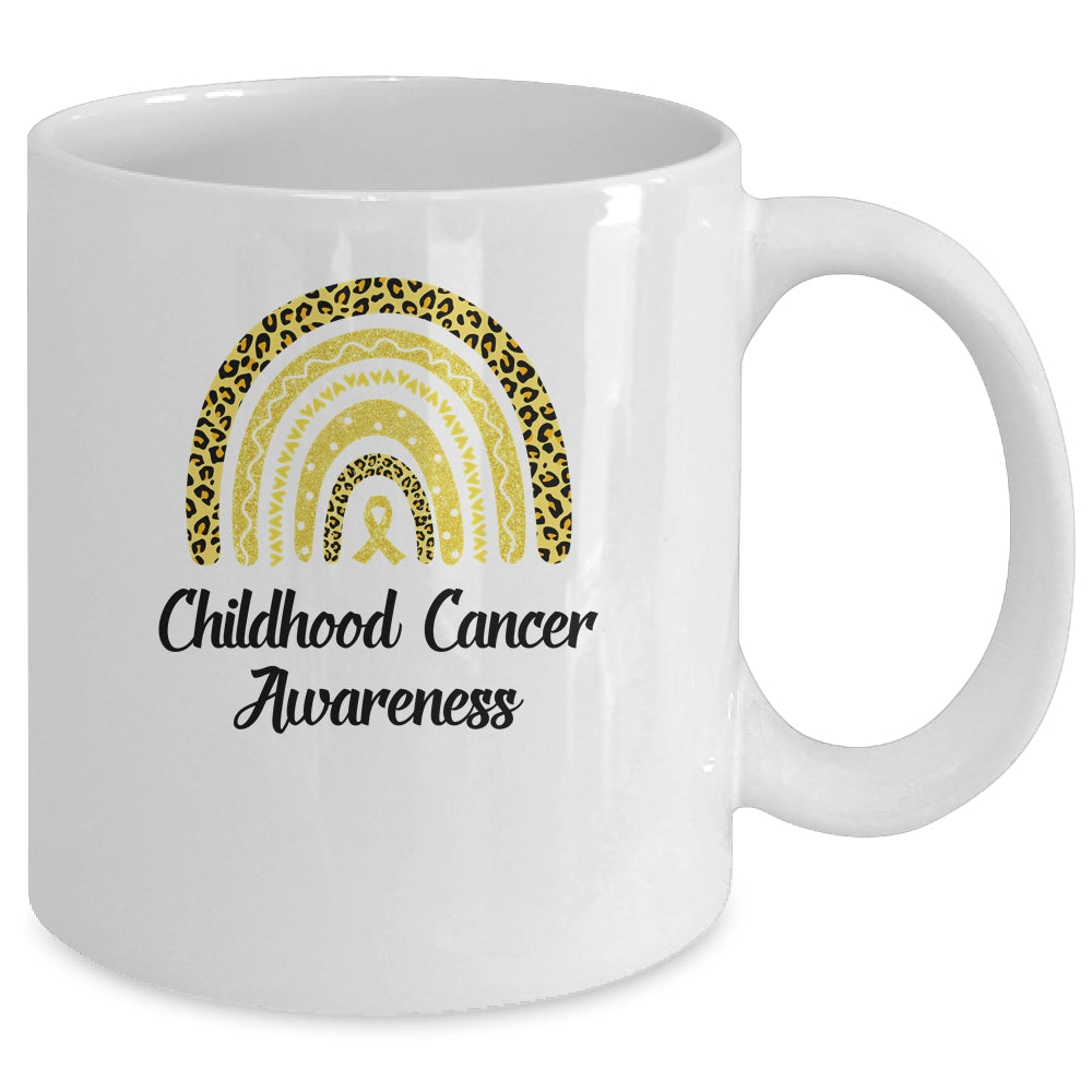 Childhood Cancer Awareness Rainbow Leopard Ribbon Mug | siriusteestore