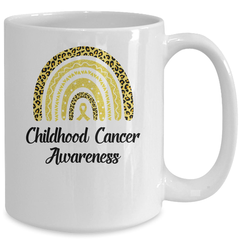 Childhood Cancer Awareness Rainbow Leopard Ribbon Mug | siriusteestore