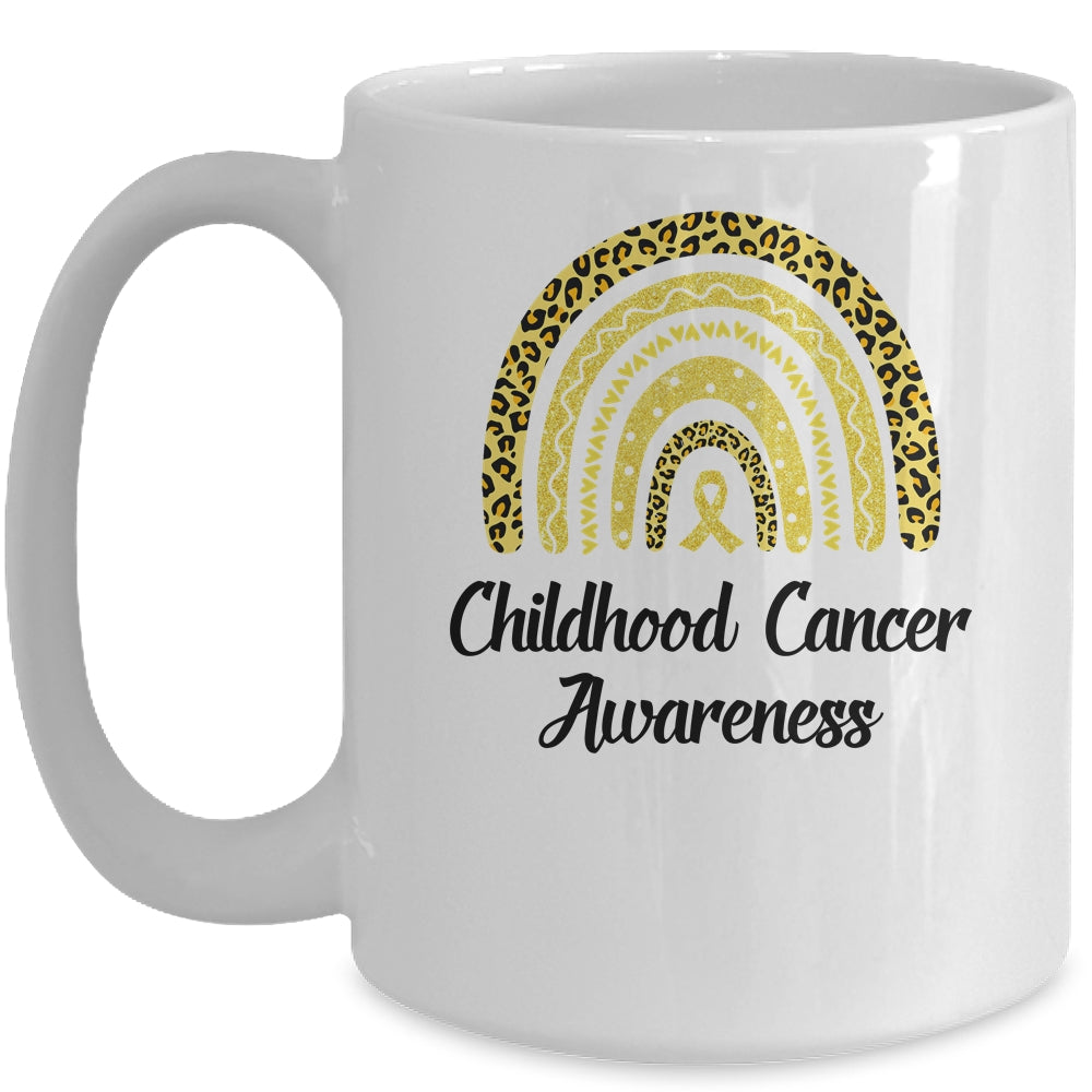 Childhood Cancer Awareness Rainbow Leopard Ribbon Mug | siriusteestore
