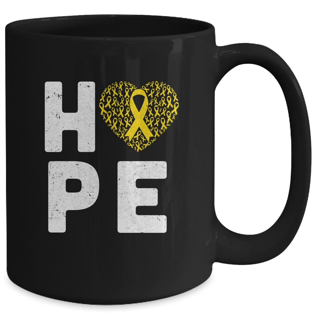 Childhood Cancer Fighter Hope Gold Ribbon Awareness Mug | siriusteestore