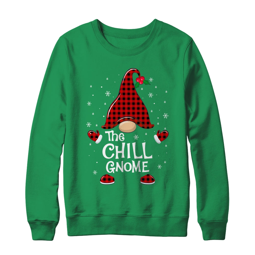 Chill Gnome Buffalo Plaid Matching Christmas Pajama Gift Shirt & Sweatshirt | siriusteestore