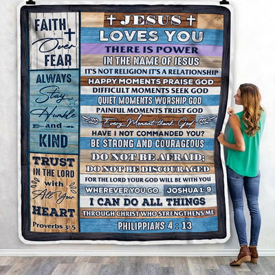 Christian Blankets And Throws Religious For Women Men Inspirational Scripture Blanket Spiritual For Women Faith Over Fear Fleece Throw Blanket | siriusteestore