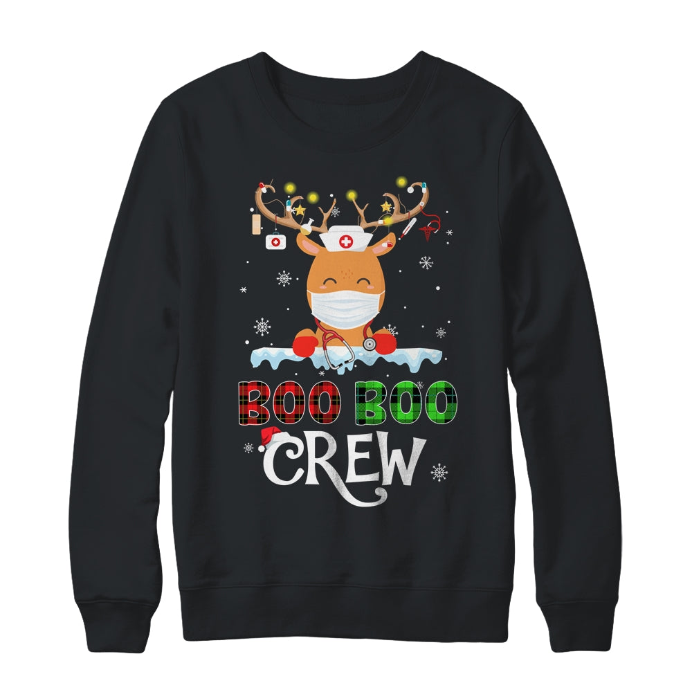 Christmas Boo Boo Crew Reindeer Nurse Buffalo Plaid Nurse Shirt & Sweatshirt | siriusteestore