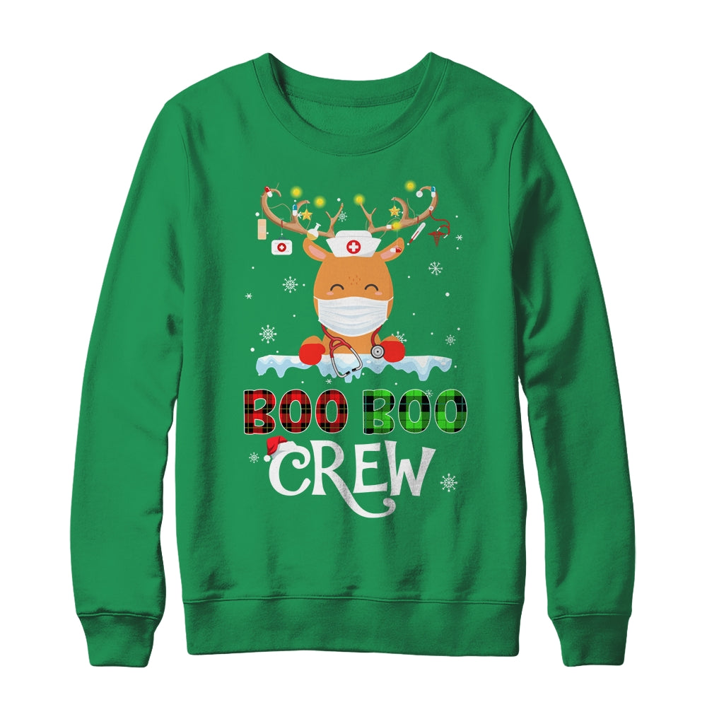 Christmas Boo Boo Crew Reindeer Nurse Buffalo Plaid Nurse Shirt & Sweatshirt | siriusteestore
