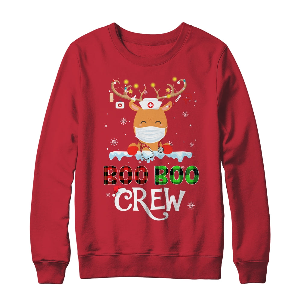 Christmas Boo Boo Crew Reindeer Nurse Buffalo Plaid Nurse Shirt & Sweatshirt | siriusteestore