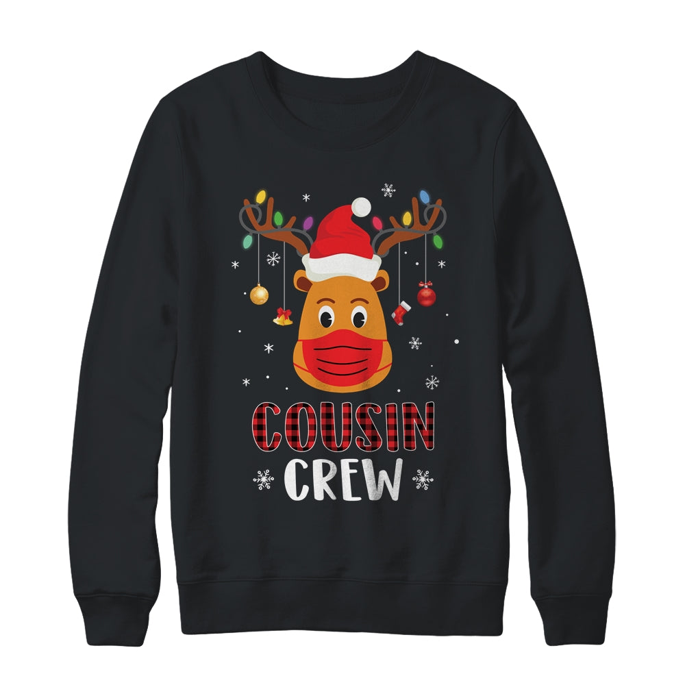 Christmas Cousin Crew Reindeer Mask Red Plaid Shirt & Sweatshirt | siriusteestore