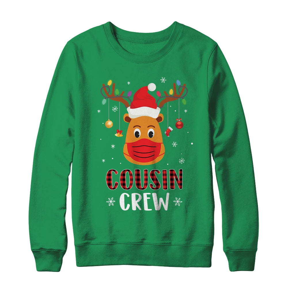 Christmas Cousin Crew Reindeer Mask Red Plaid Shirt & Sweatshirt | siriusteestore
