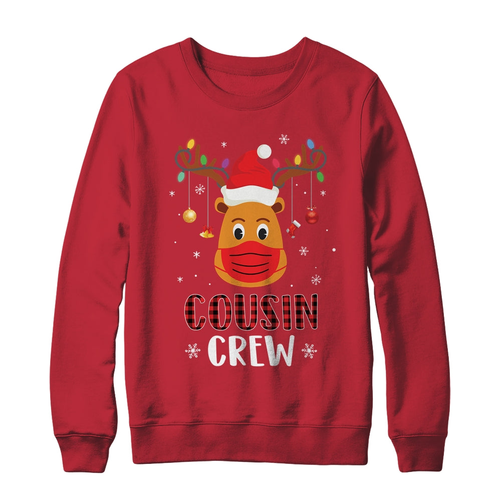 Christmas Cousin Crew Reindeer Mask Red Plaid Shirt & Sweatshirt | siriusteestore