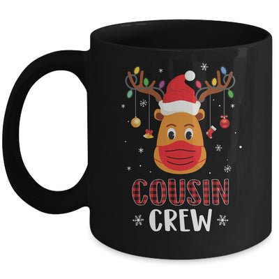 Christmas Cousin Crew Reindeer Mask Red Plaid Mug | siriusteestore
