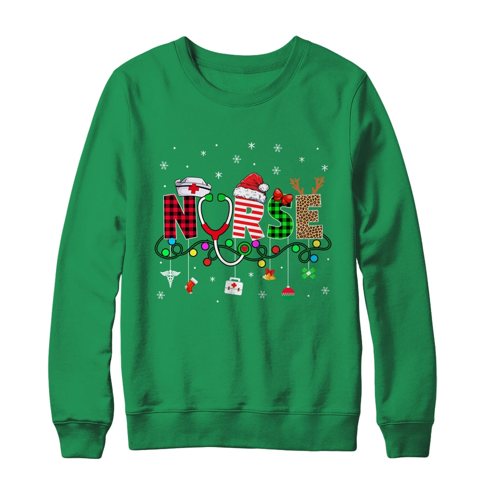Christmas Crew Reindeer Nurse Buffalo Plaid Nurse Shirt & Sweatshirt | siriusteestore