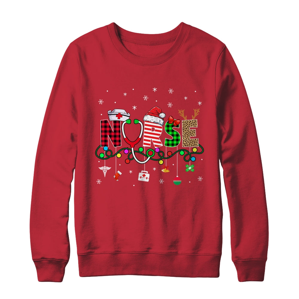 Christmas Crew Reindeer Nurse Buffalo Plaid Nurse Shirt & Sweatshirt | siriusteestore