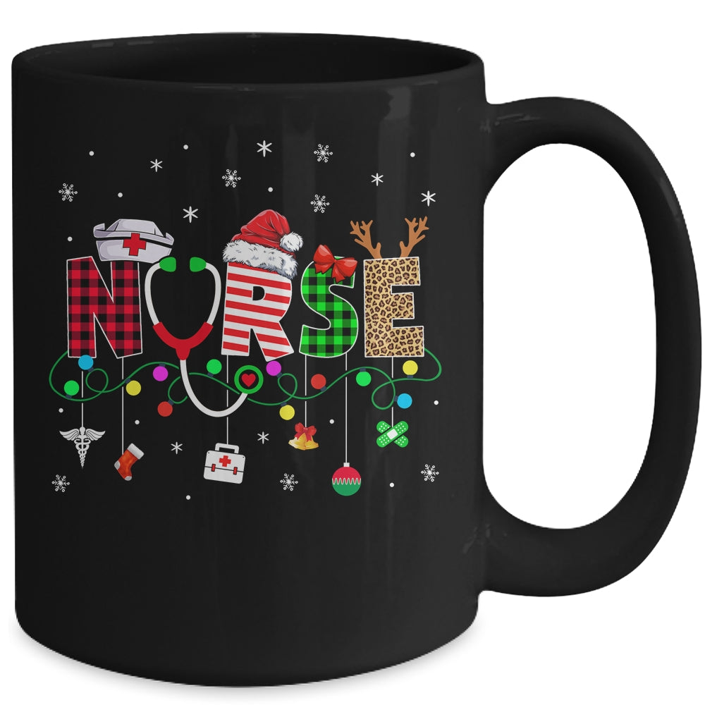 Christmas Crew Reindeer Nurse Buffalo Plaid Nurse Mug | siriusteestore