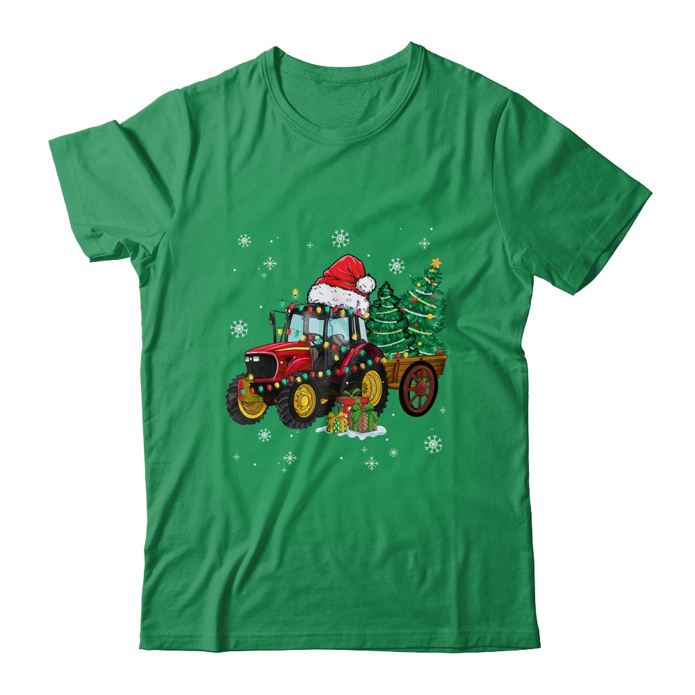 Christmas Farm Tractor Christmas Tree Lights Santa Farmer Shirt & Sweatshirt | siriusteestore