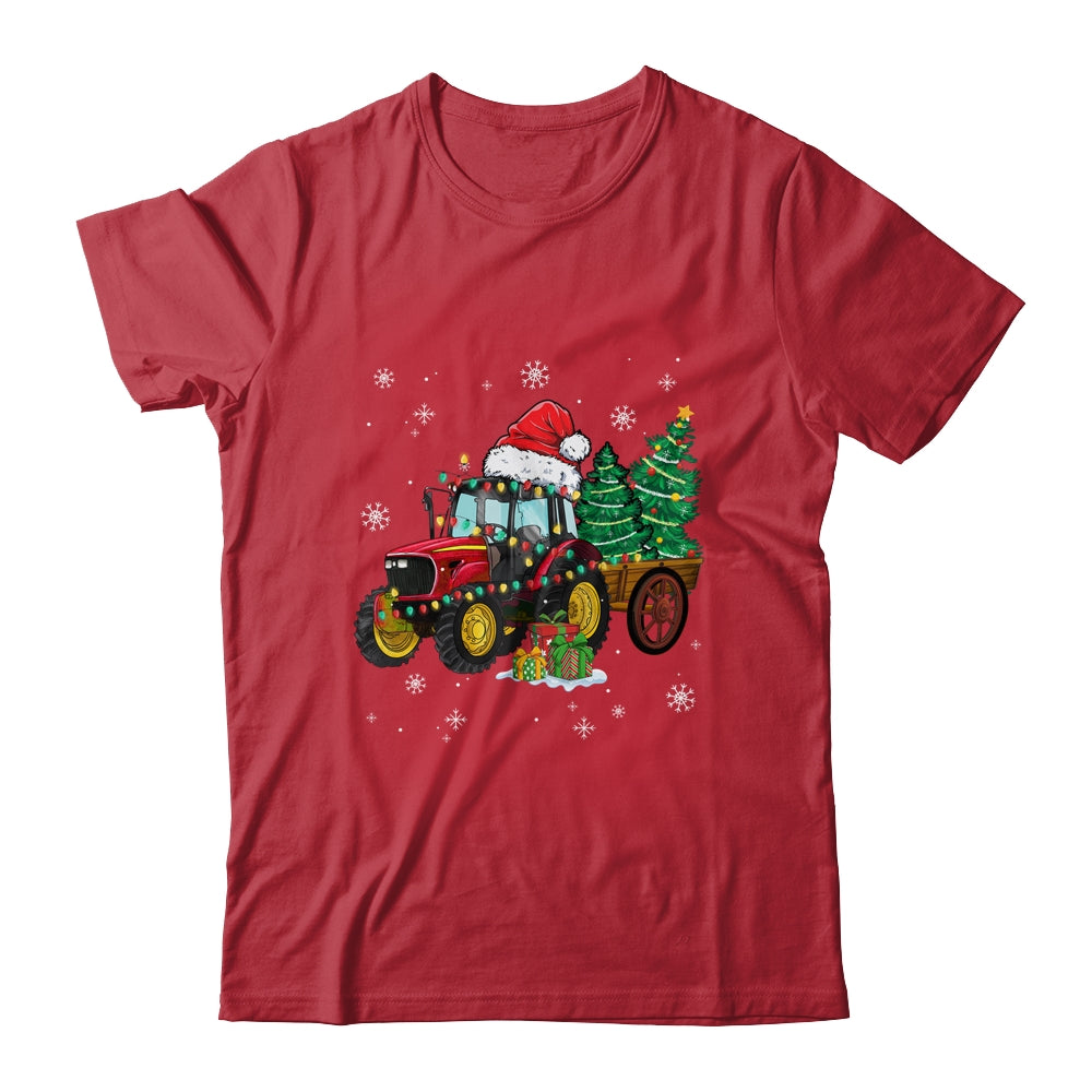 Christmas Farm Tractor Christmas Tree Lights Santa Farmer Shirt & Sweatshirt | siriusteestore
