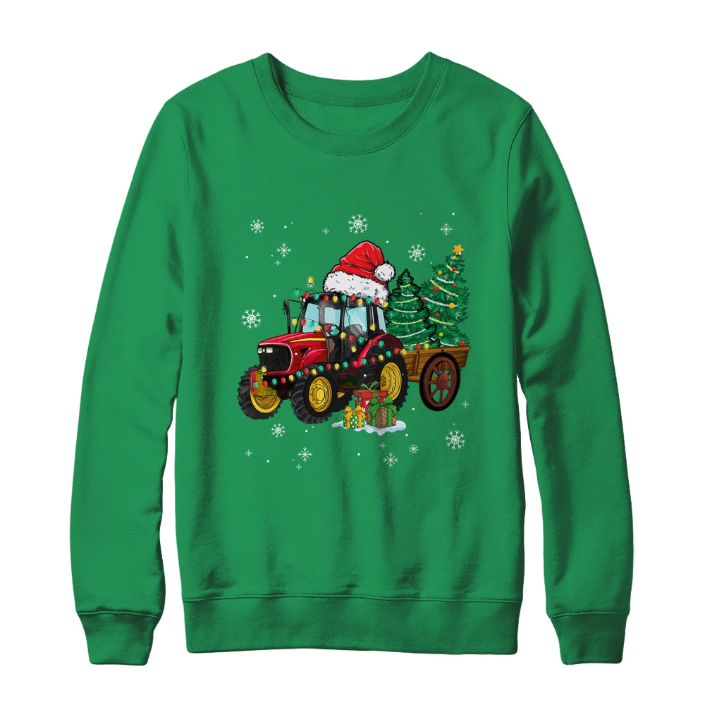 Christmas Farm Tractor Christmas Tree Lights Santa Farmer Shirt & Sweatshirt | siriusteestore