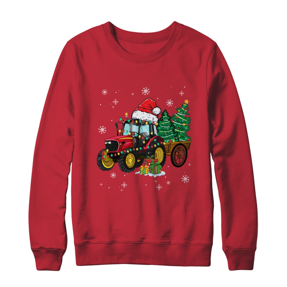 Christmas Farm Tractor Christmas Tree Lights Santa Farmer Shirt & Sweatshirt | siriusteestore