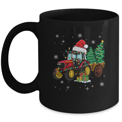 Christmas Farm Tractor Christmas Tree Lights Santa Farmer Mug | siriusteestore