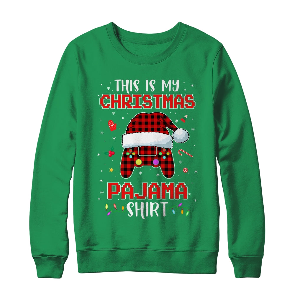 Christmas Gamer Santa Red Plaid This Is My Christmas Pajama Shirt & Sweatshirt | siriusteestore