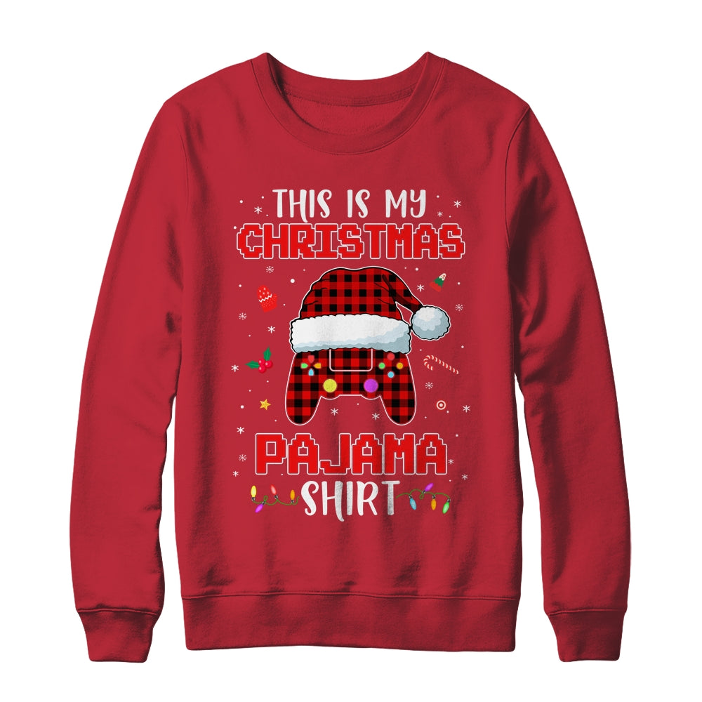 Christmas Gamer Santa Red Plaid This Is My Christmas Pajama Shirt & Sweatshirt | siriusteestore
