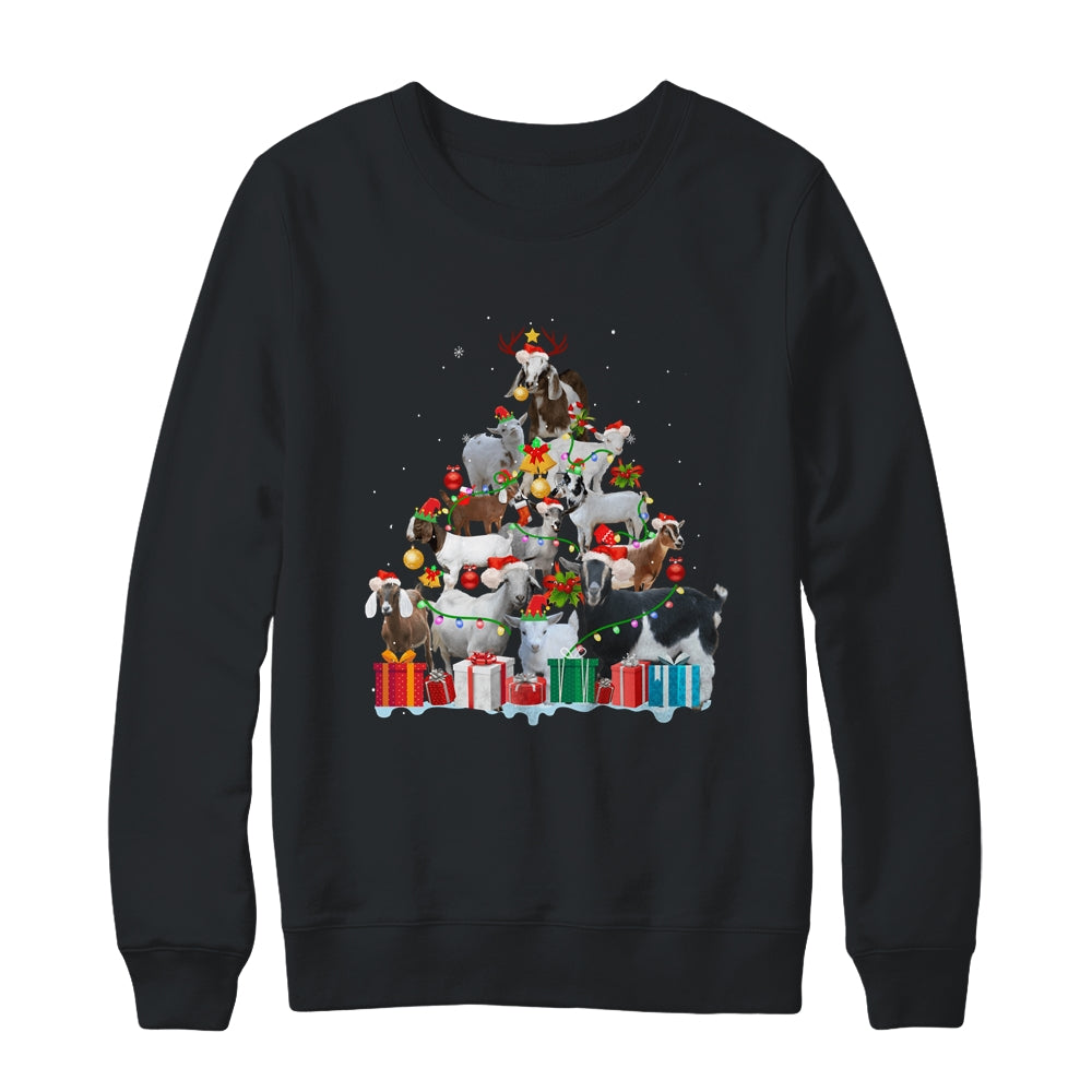 Christmas Goat On Tree Funny Santa Goat Lover Shirt & Sweatshirt | siriusteestore