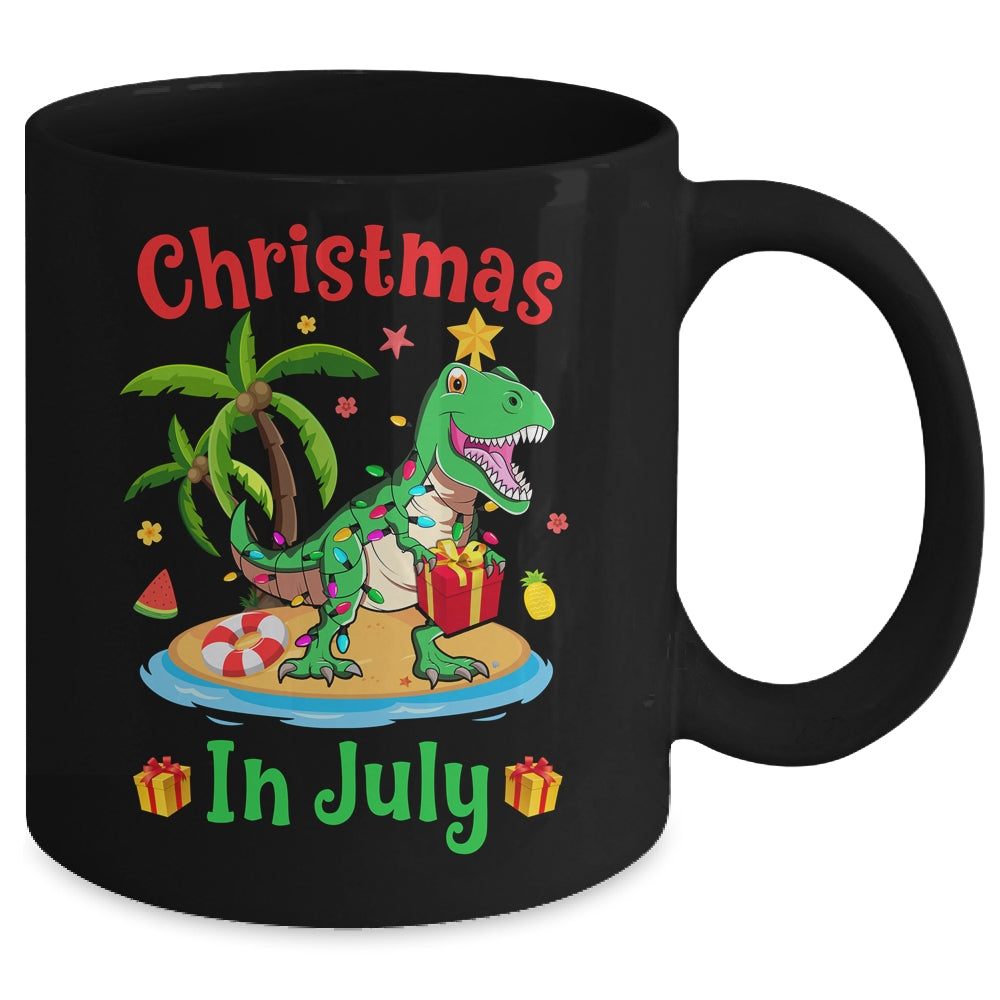 Christmas In July Dinosaur Xmas Tree T Rex Summer Vacation Mug | siriusteestore