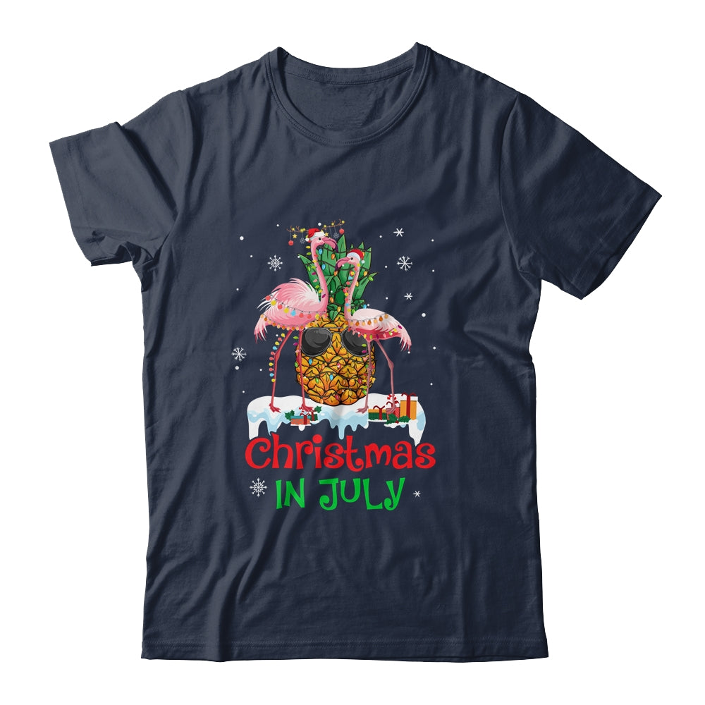Christmas In July Funny Flamingo Pineapple Summer Shirt & Tank Top | siriusteestore