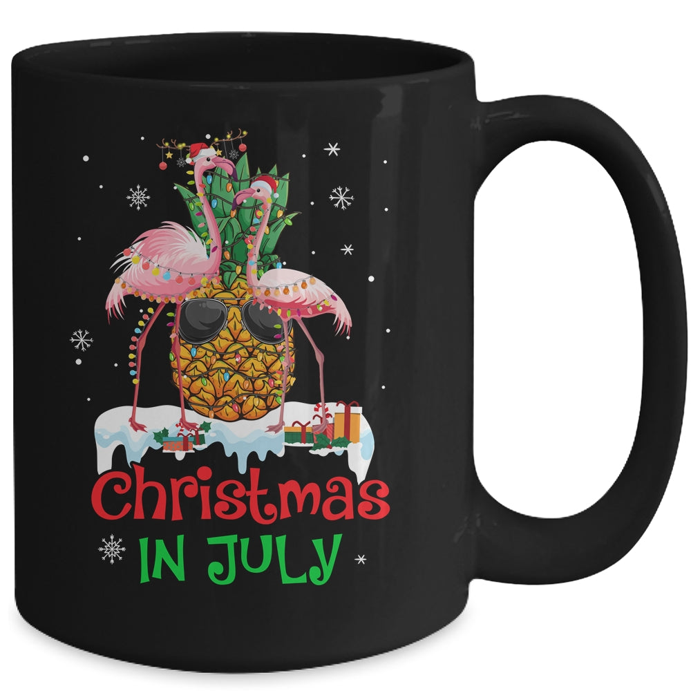 Christmas In July Funny Flamingo Pineapple Summer Mug | siriusteestore