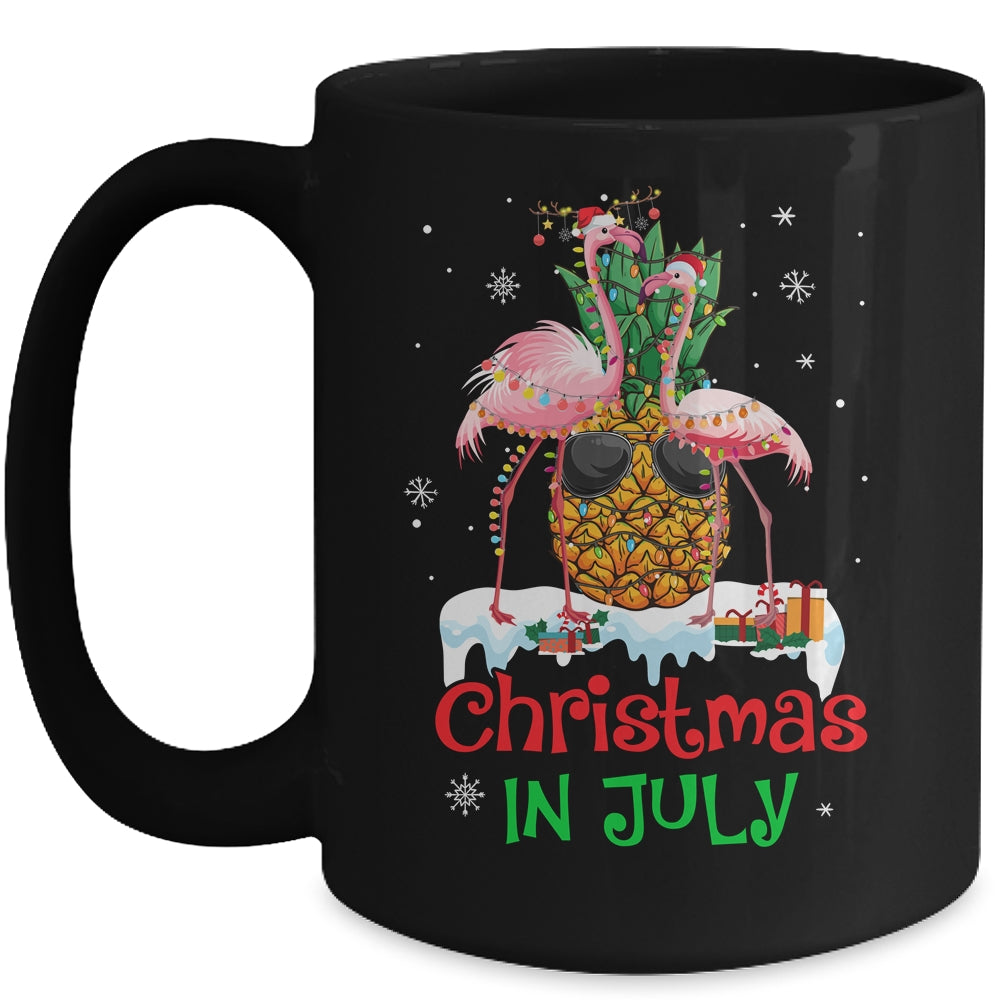 Christmas In July Funny Flamingo Pineapple Summer Mug | siriusteestore
