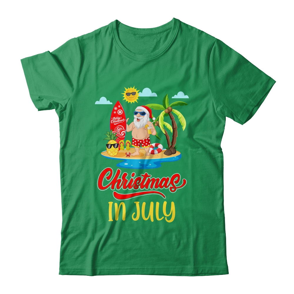 Christmas In July Funny Santa Summer Beach Vacation Shirt & Hoodie | siriusteestore
