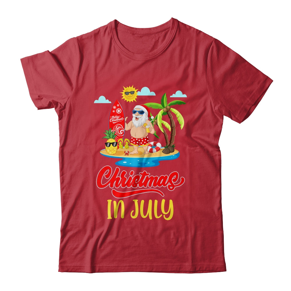Christmas In July Funny Santa Summer Beach Vacation Shirt & Hoodie | siriusteestore