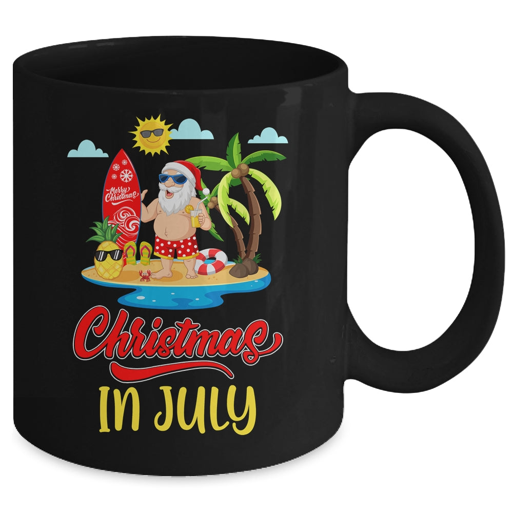 Christmas In July Funny Santa Summer Beach Vacation Mug | siriusteestore