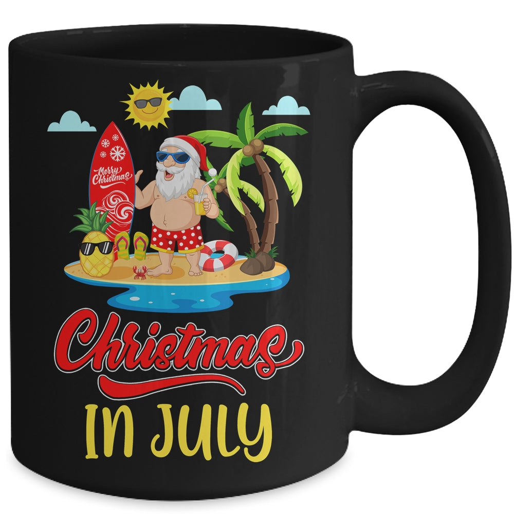 Christmas In July Funny Santa Summer Beach Vacation Mug | siriusteestore