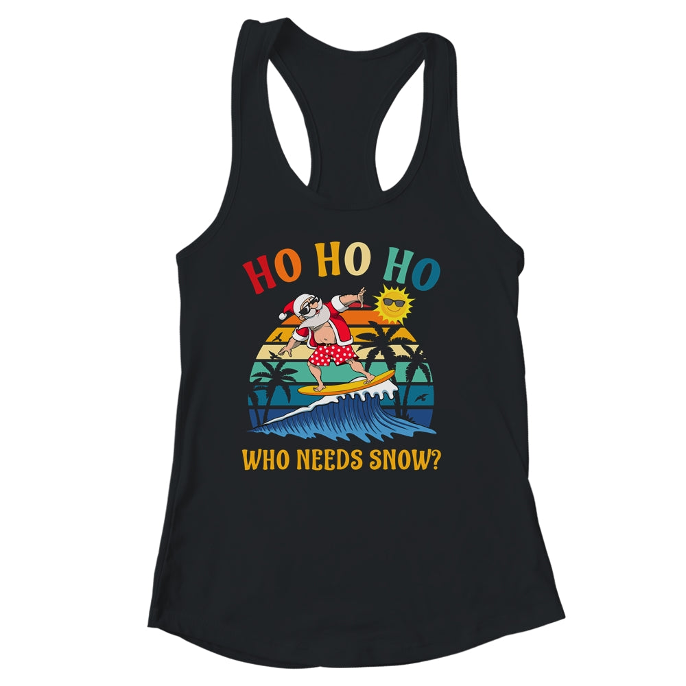 Christmas In July Funny Santa Surfing Summer Beach Vacation Shirt & Tank Top | siriusteestore