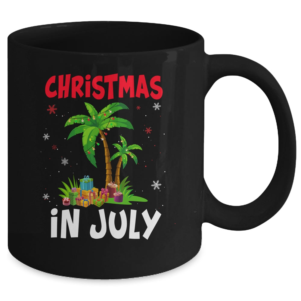 Christmas In July Palm Tree Xmas Tree Beach Summer Vacation Mug | siriusteestore