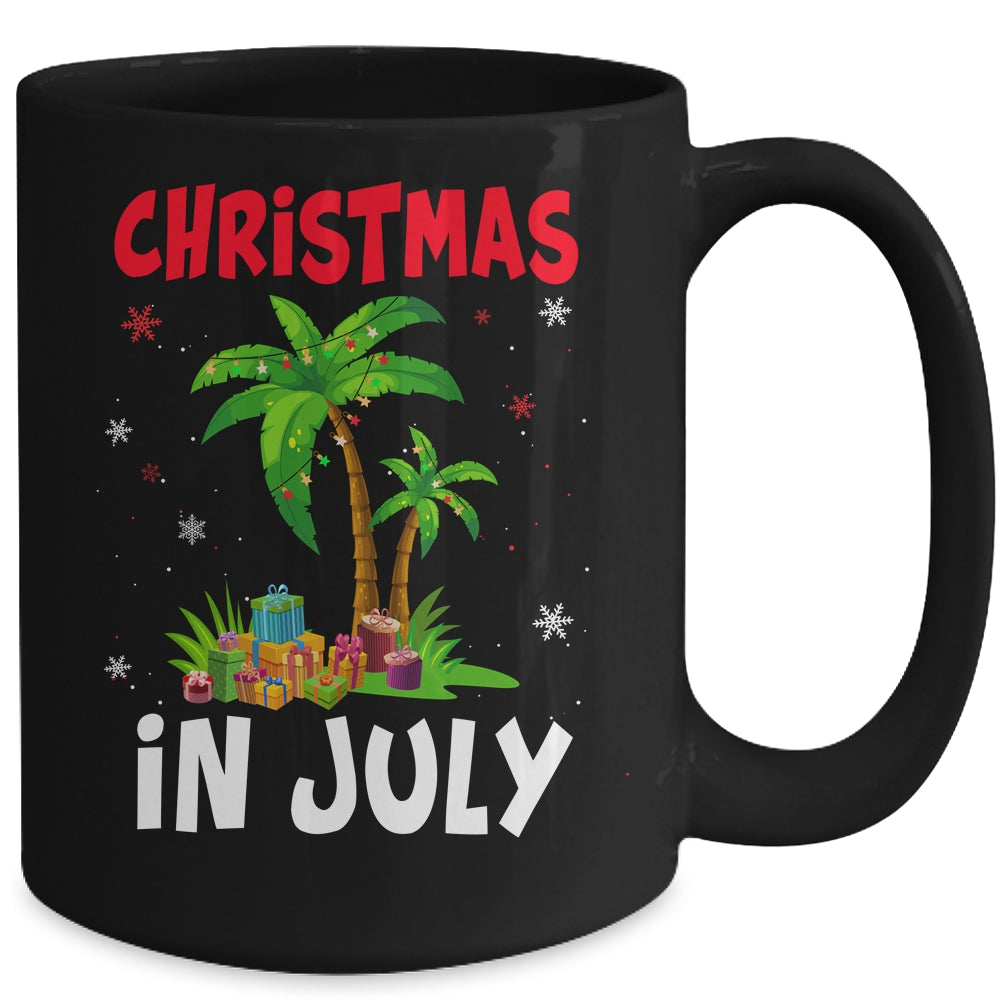 Christmas In July Palm Tree Xmas Tree Beach Summer Vacation Mug | siriusteestore