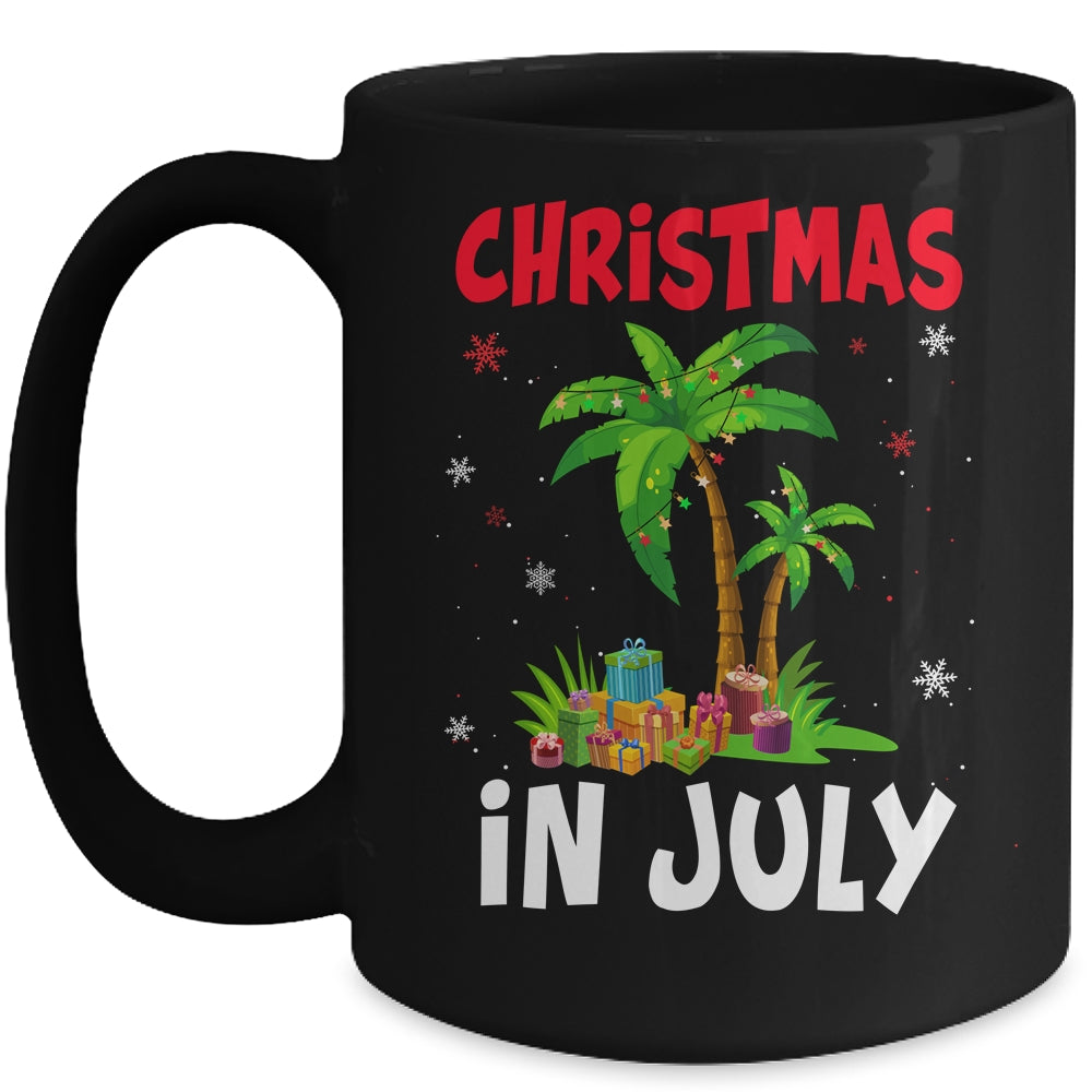 Christmas In July Palm Tree Xmas Tree Beach Summer Vacation Mug | siriusteestore