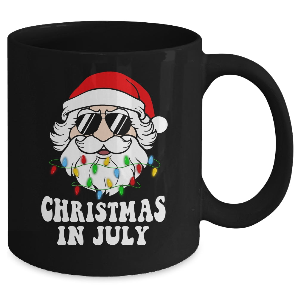 Christmas In July Santa Hat Sunglasses Beach Summer Mug | siriusteestore